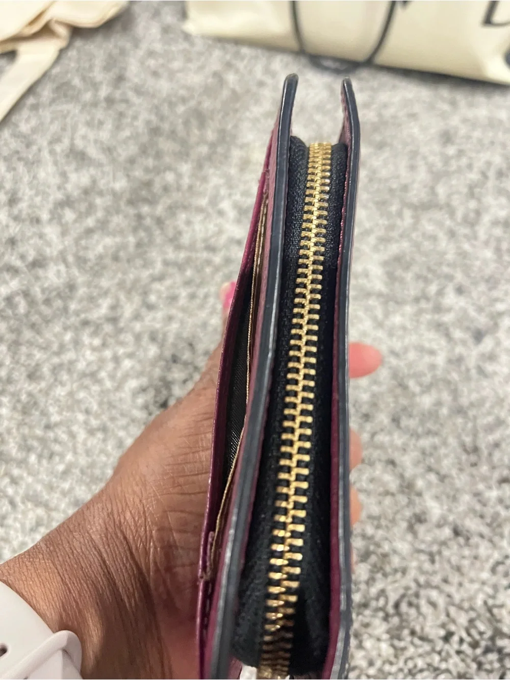 LODIS Genuine  Leather Zip Around  RFID Wallet Organizer Wine/Burgundy